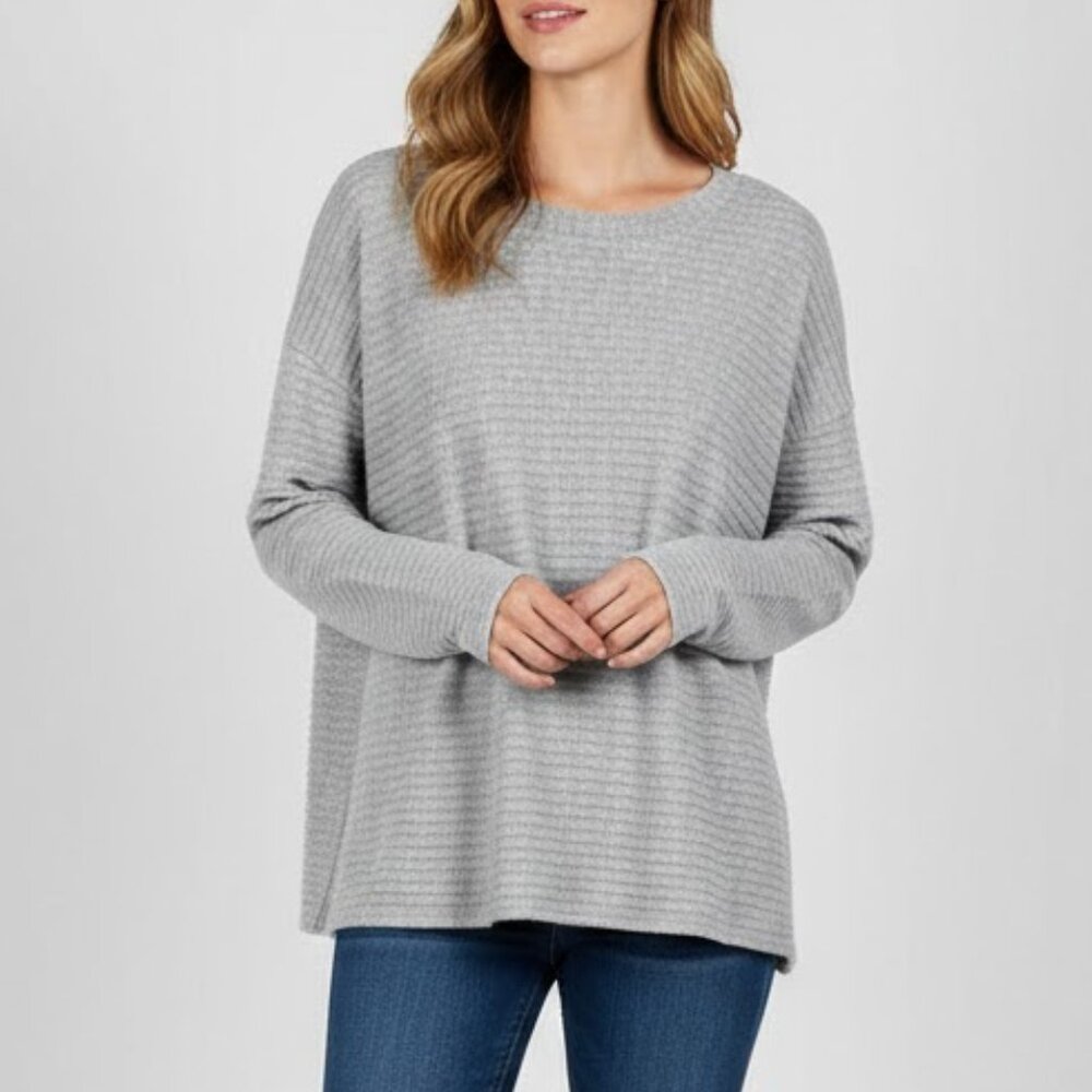 Philosophy Gray Waffle Knit Relaxed Sweater 1X